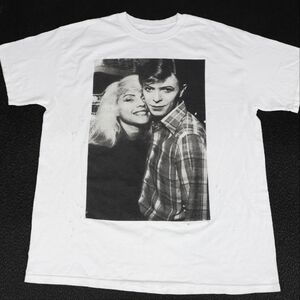 Blondies Deborah Harry + David Bowie Destressed Graphic t-shirt, white, cotton
